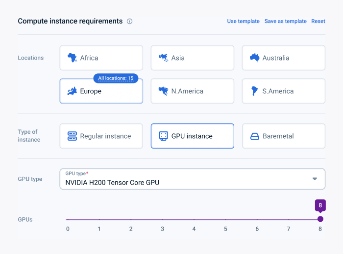 GPU selection interface for LLM training